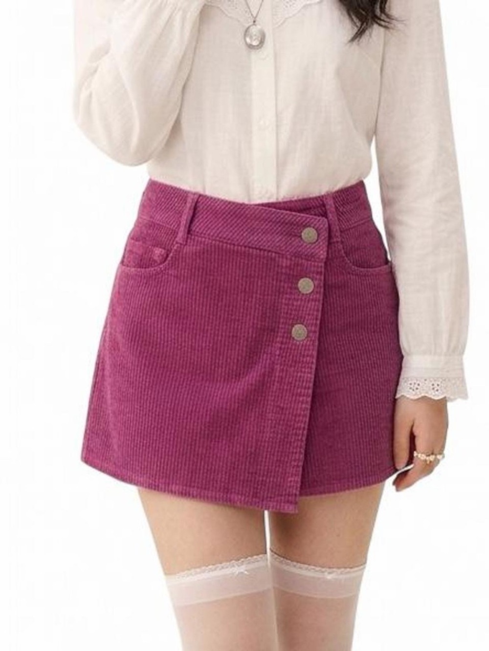 Zara Ribbed Corduroy Skort in Dusty Plum